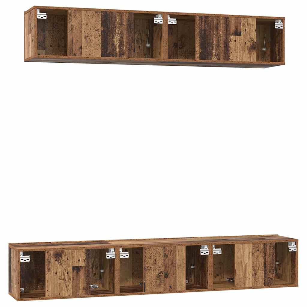 Ensemble meuble TV 5 pc Bois Ancien Bois d'ingénierie