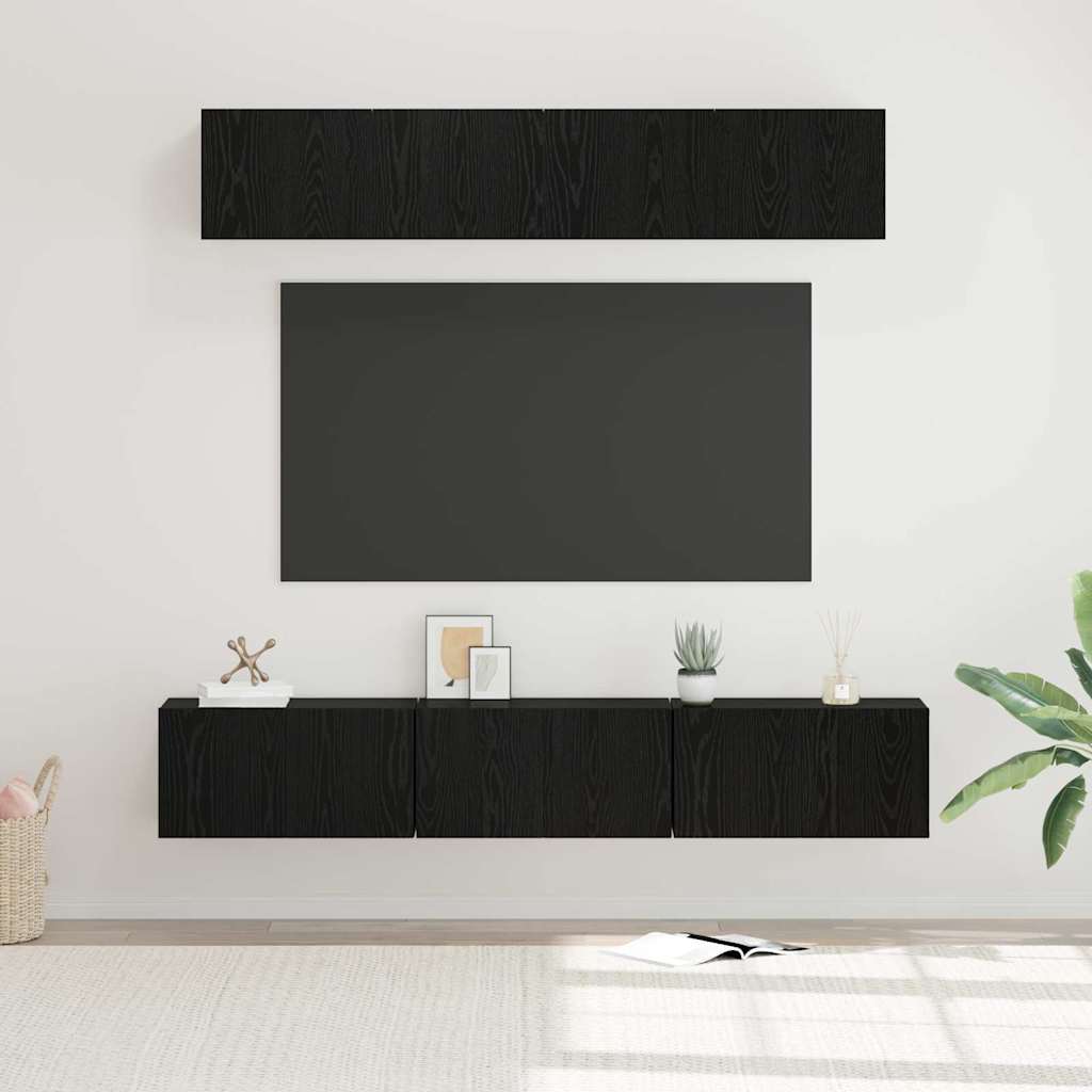 Ensemble meuble TV 5 pc Chêne noir Bois d'ingénierie