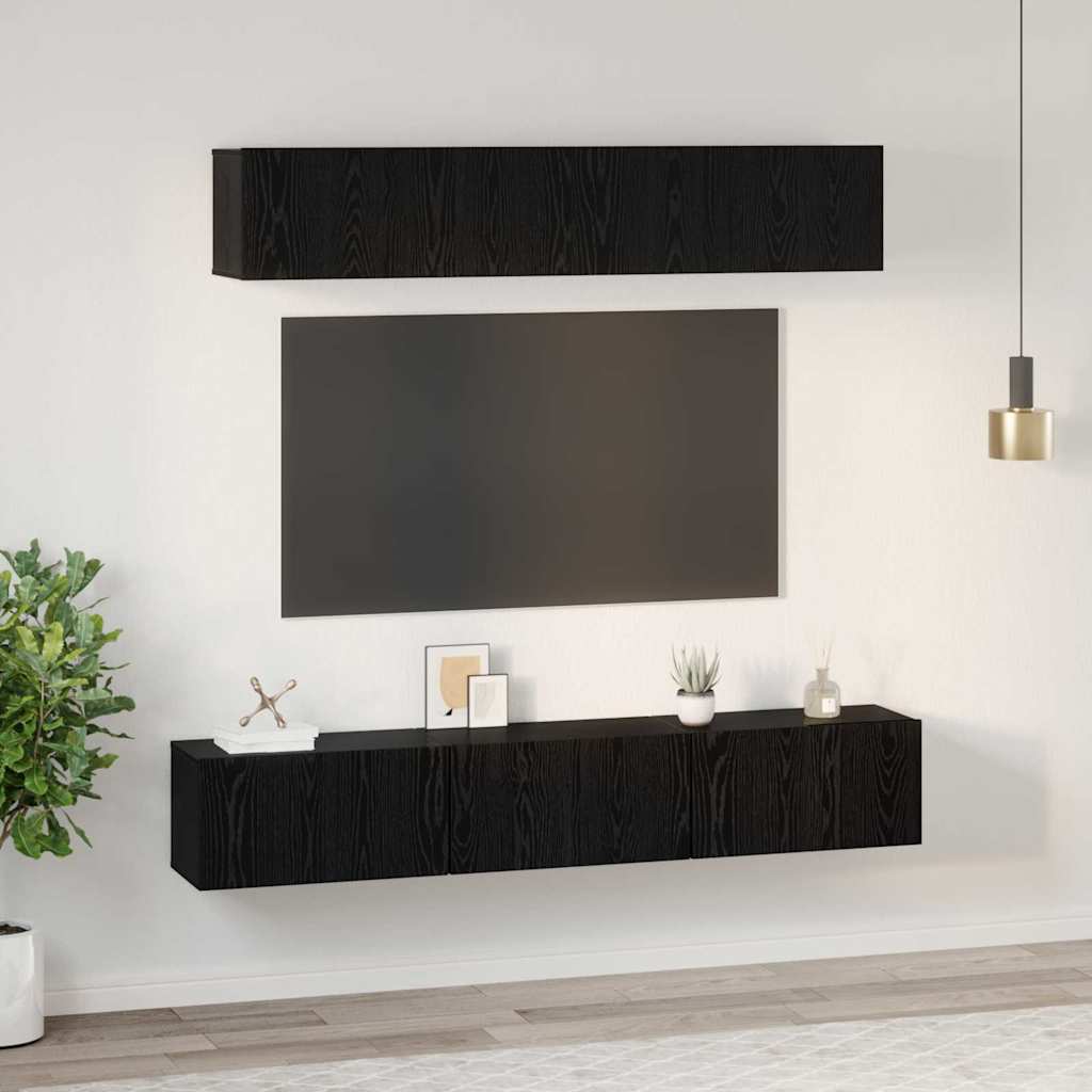 Ensemble meuble TV 5 pc Chêne noir Bois d'ingénierie