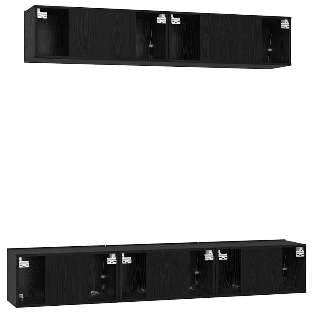 Ensemble meuble TV 5 pc Chêne noir Bois d'ingénierie