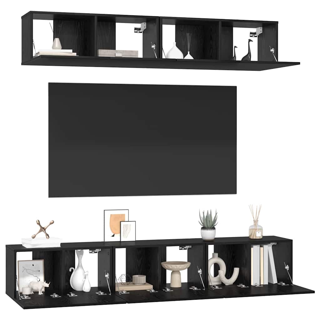 Ensemble meuble TV 5 pc Chêne noir Bois d'ingénierie