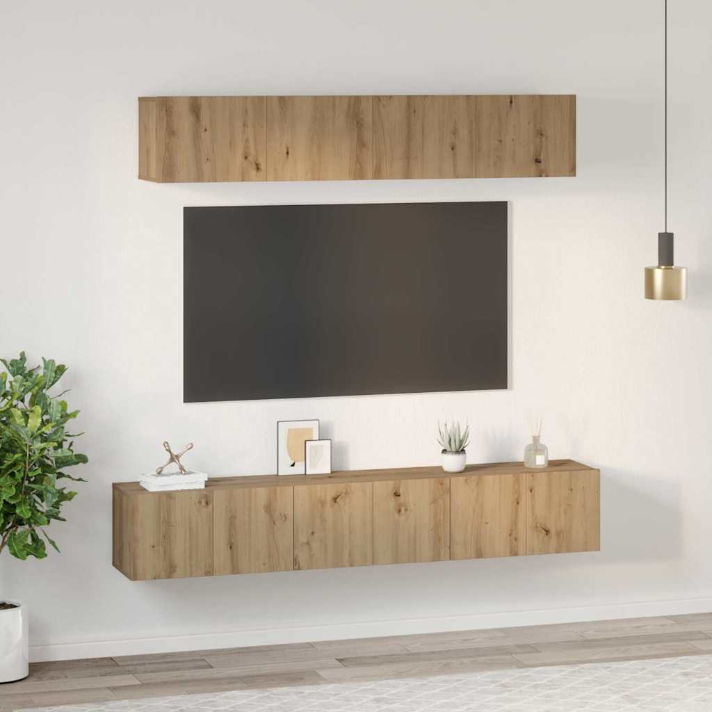 Ensemble meuble TV 5 pc Chêne artisanal Bois d'ingénierie
