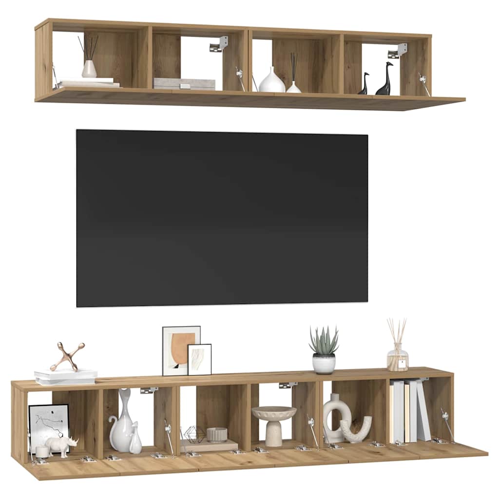 Ensemble meuble TV 5 pc Chêne artisanal Bois d'ingénierie