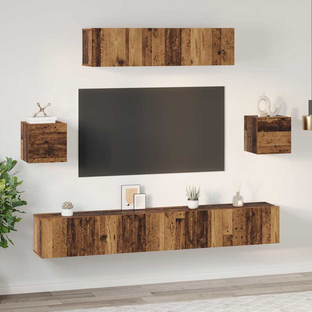 Ensemble meuble TV 7 pcs Bois Ancien Bois d'ingénierie - XIOS