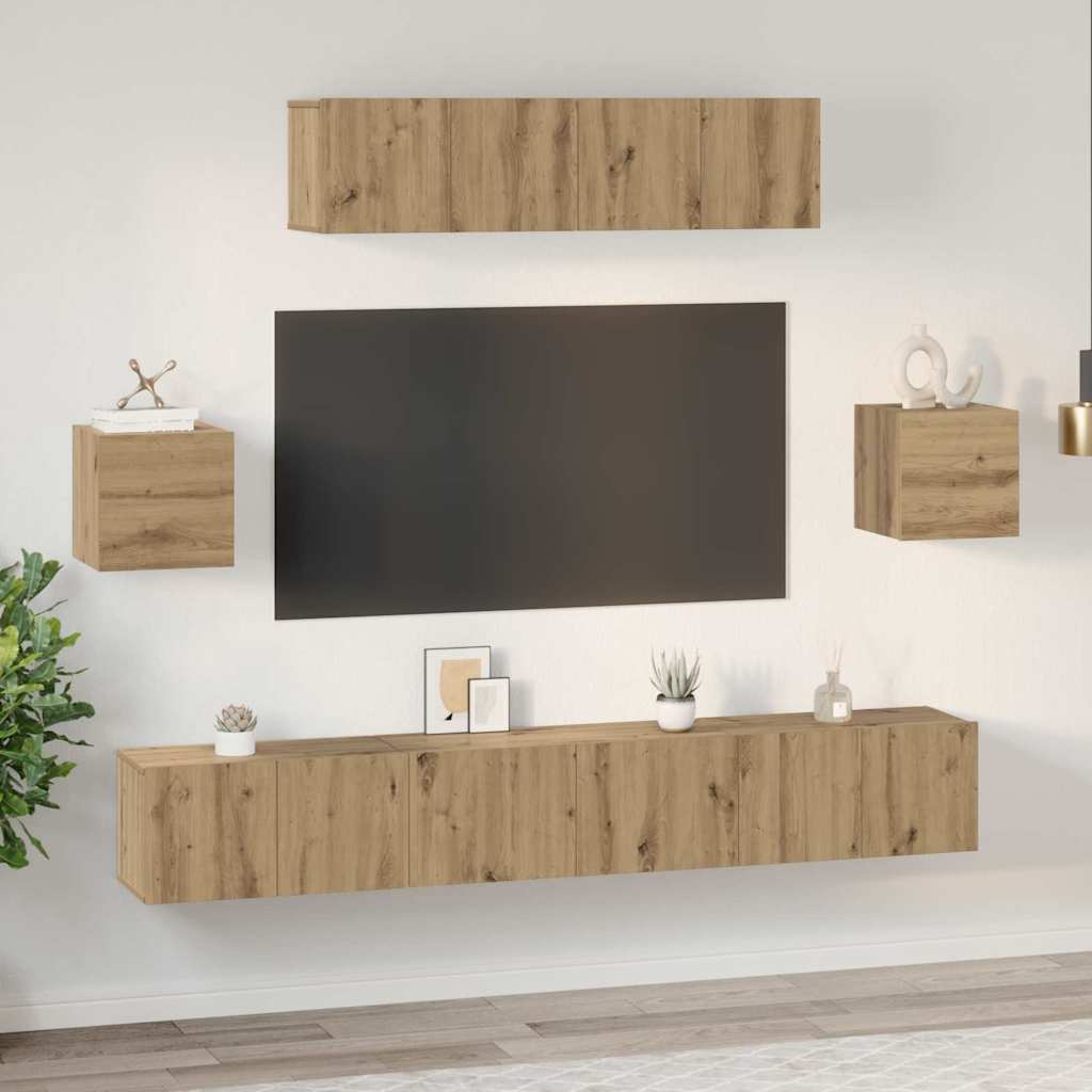 Ensemble meuble TV 7 pcs Chêne artisanal Bois d'ingénierie - XIOS