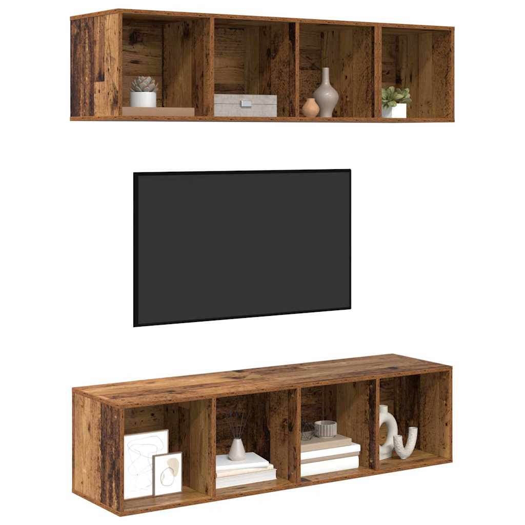 Ensemble meuble TV 3 pcs Bois Ancien Bois d'ingénierie - XIOS