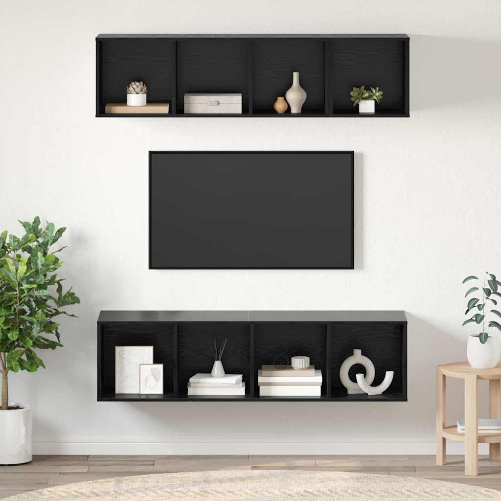 Ensemble meuble TV 3 pc Chêne noir Bois d'ingénierie