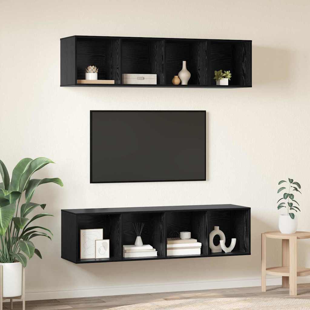 Ensemble meuble TV 3 pc Chêne noir Bois d'ingénierie