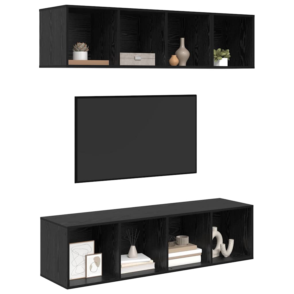 Ensemble meuble TV 3 pc Chêne noir Bois d'ingénierie