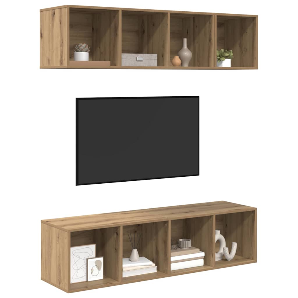 Ensemble meuble TV 3 pcs Chêne artisanal Bois d'ingénierie - XIOS