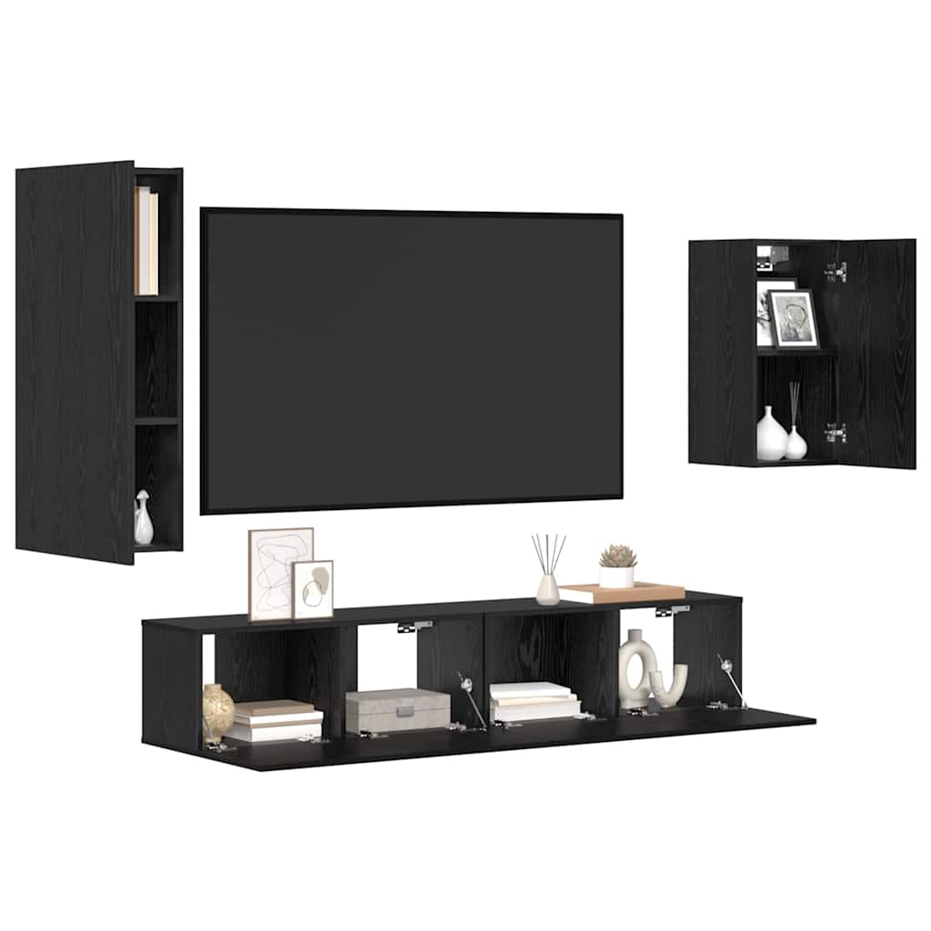 Ensemble meuble TV 4 pcs Chêne noir Bois d'ingénierie - XIOS