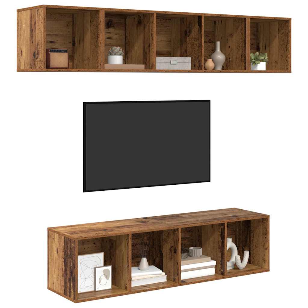 Ensemble meuble TV 4 pcs Bois Ancien Bois d'ingénierie - XIOS
