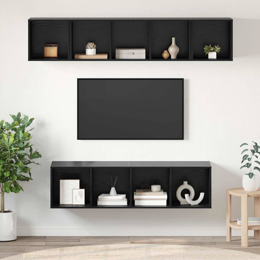 Ensemble meuble TV 4 pc Chêne noir Bois d'ingénierie