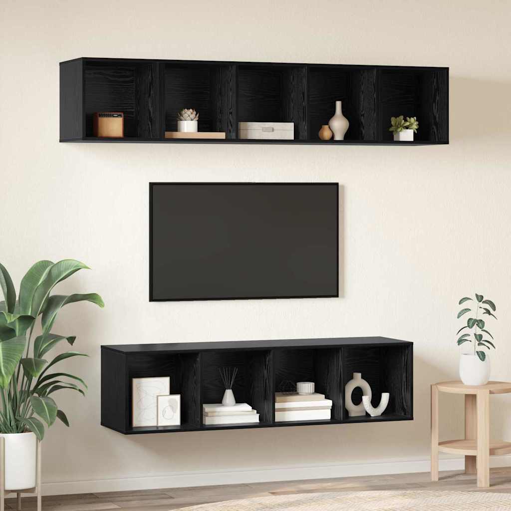 Ensemble meuble TV 4 pc Chêne noir Bois d'ingénierie