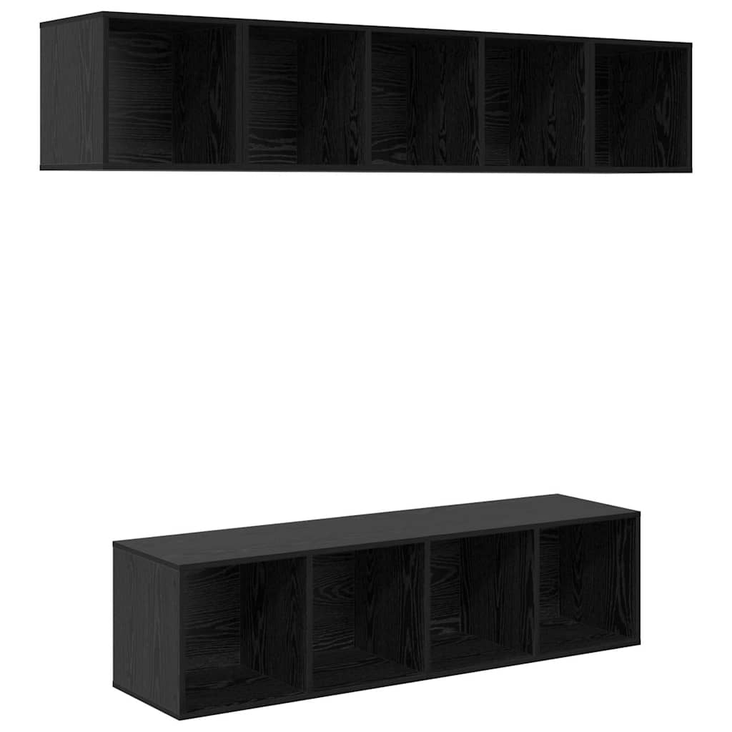 Ensemble meuble TV 4 pc Chêne noir Bois d'ingénierie