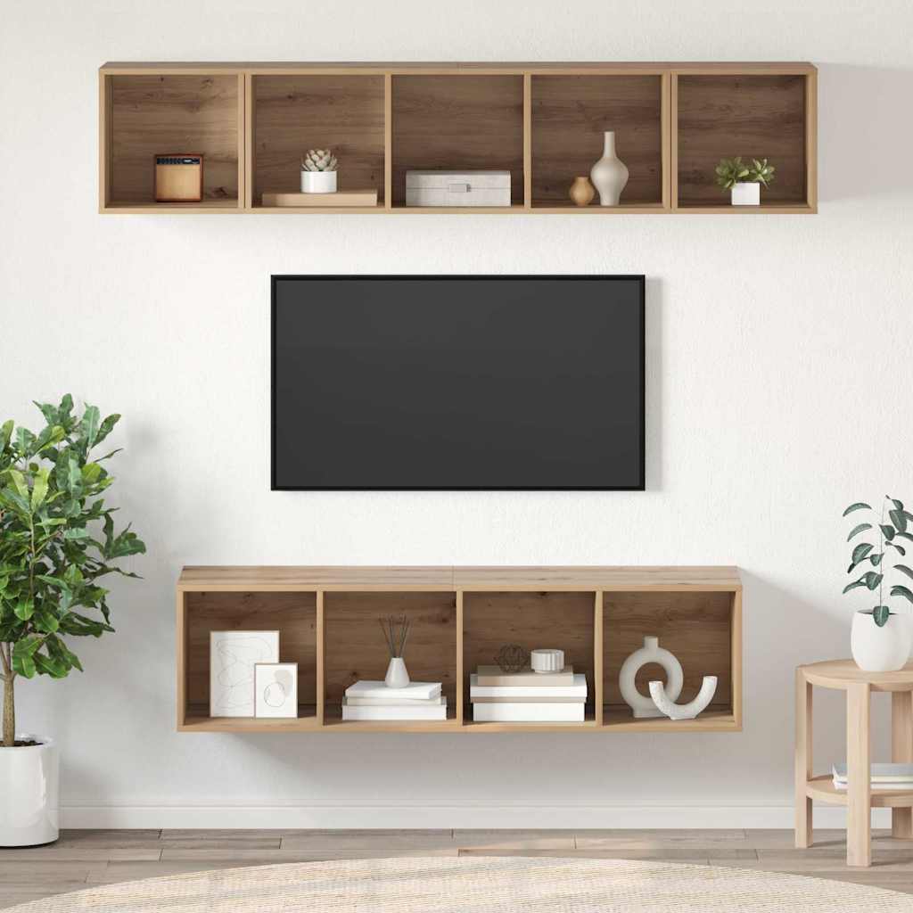 Ensemble meuble TV 4 pc Chêne artisanal Bois d'ingénierie