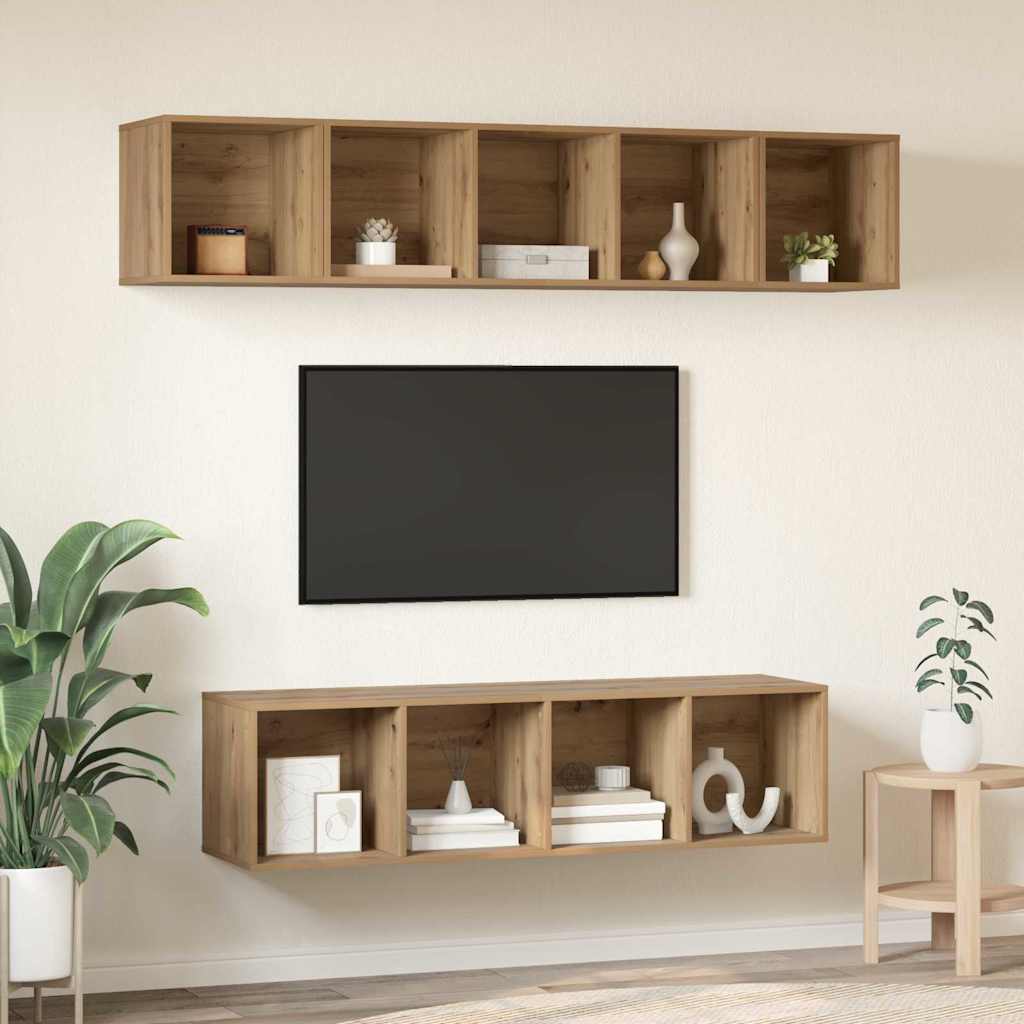 Ensemble meuble TV 4 pc Chêne artisanal Bois d'ingénierie