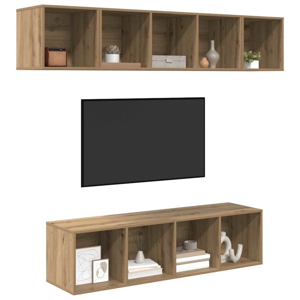 Ensemble meuble TV 4 pc Chêne artisanal Bois d'ingénierie