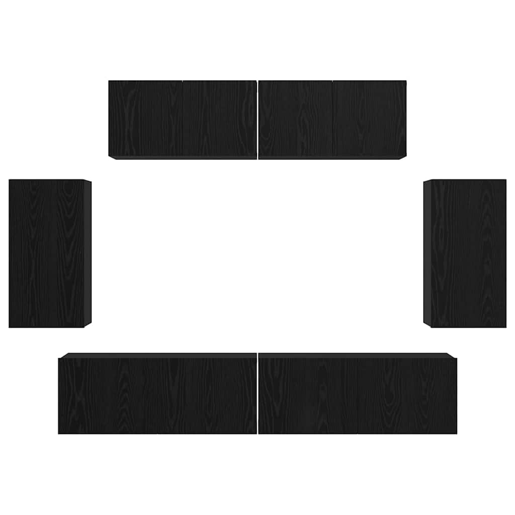 Ensemble meuble TV 6 pc Chêne noir Bois d'ingénierie