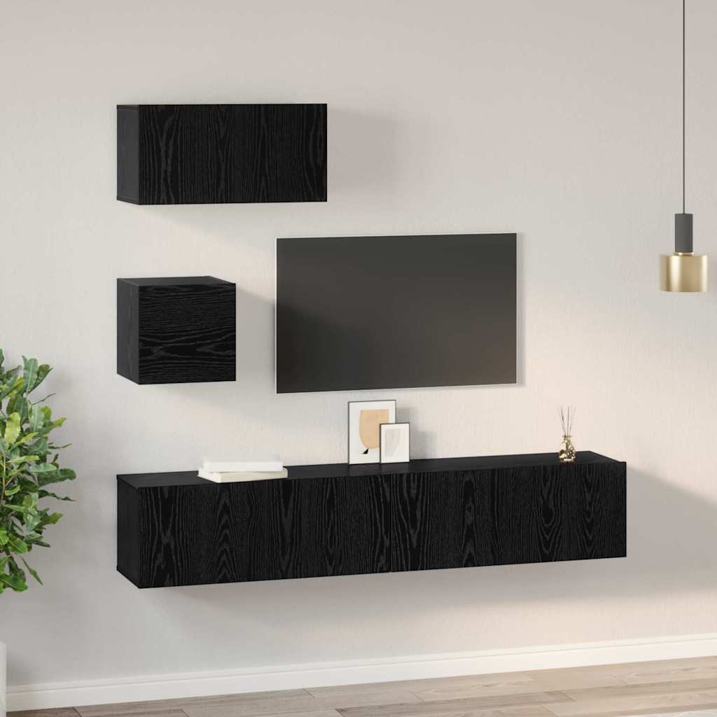 Ensemble meuble TV 4 pcs Chêne noir Bois d'ingénierie - XIOS