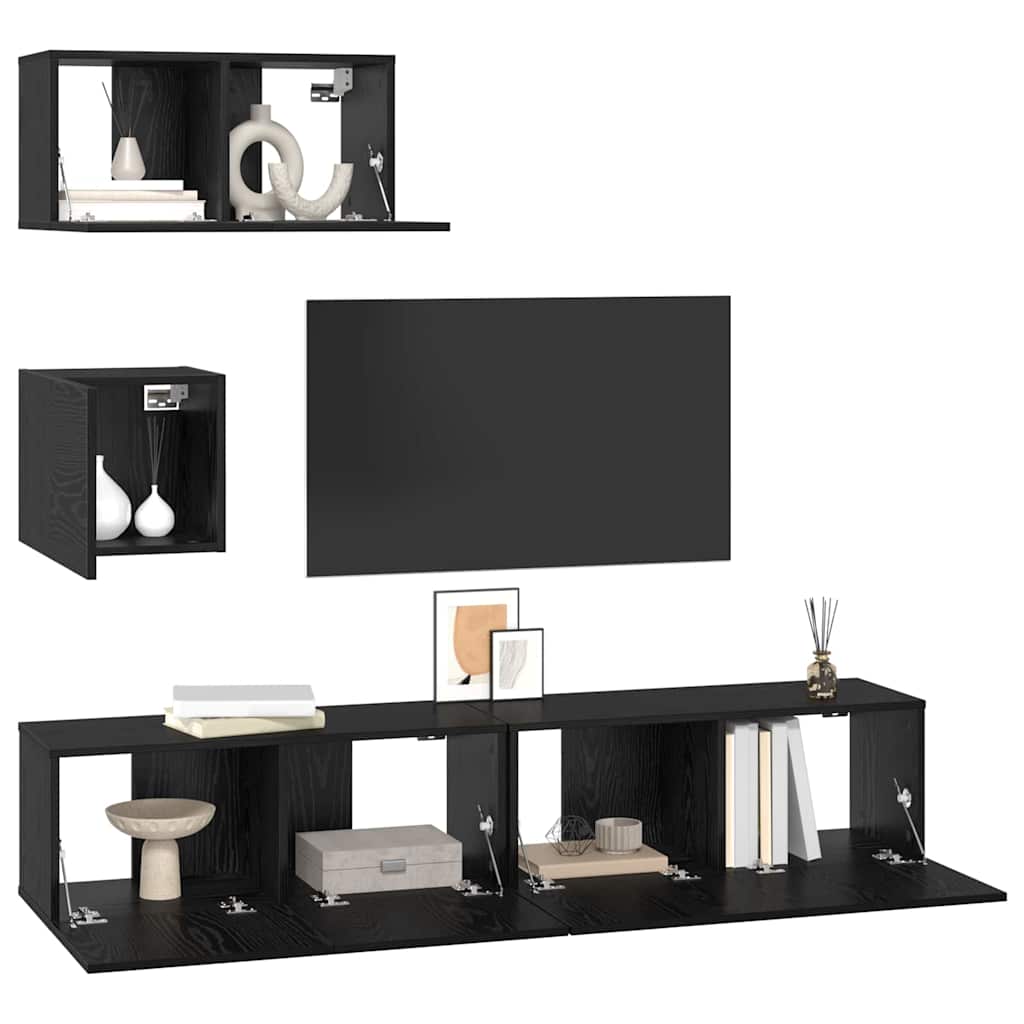 Ensemble meuble TV 4 pcs Chêne noir Bois d'ingénierie - XIOS