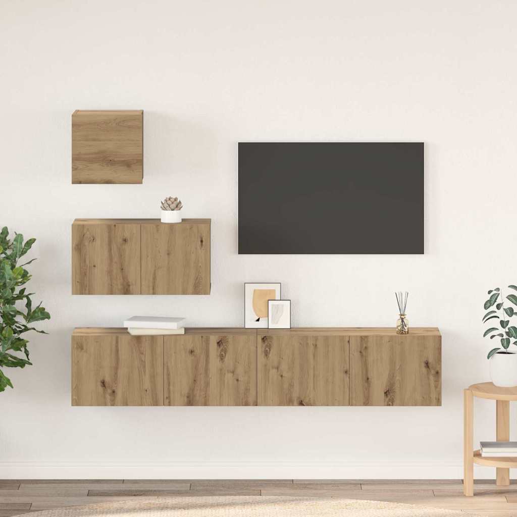 Ensemble meuble TV 4 pcs Chêne artisanal Bois d'ingénierie - XIOS