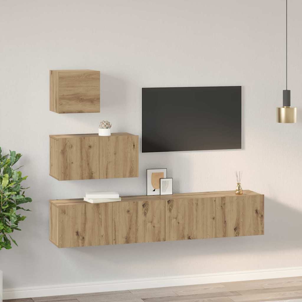 Ensemble meuble TV 4 pcs Chêne artisanal Bois d'ingénierie - XIOS