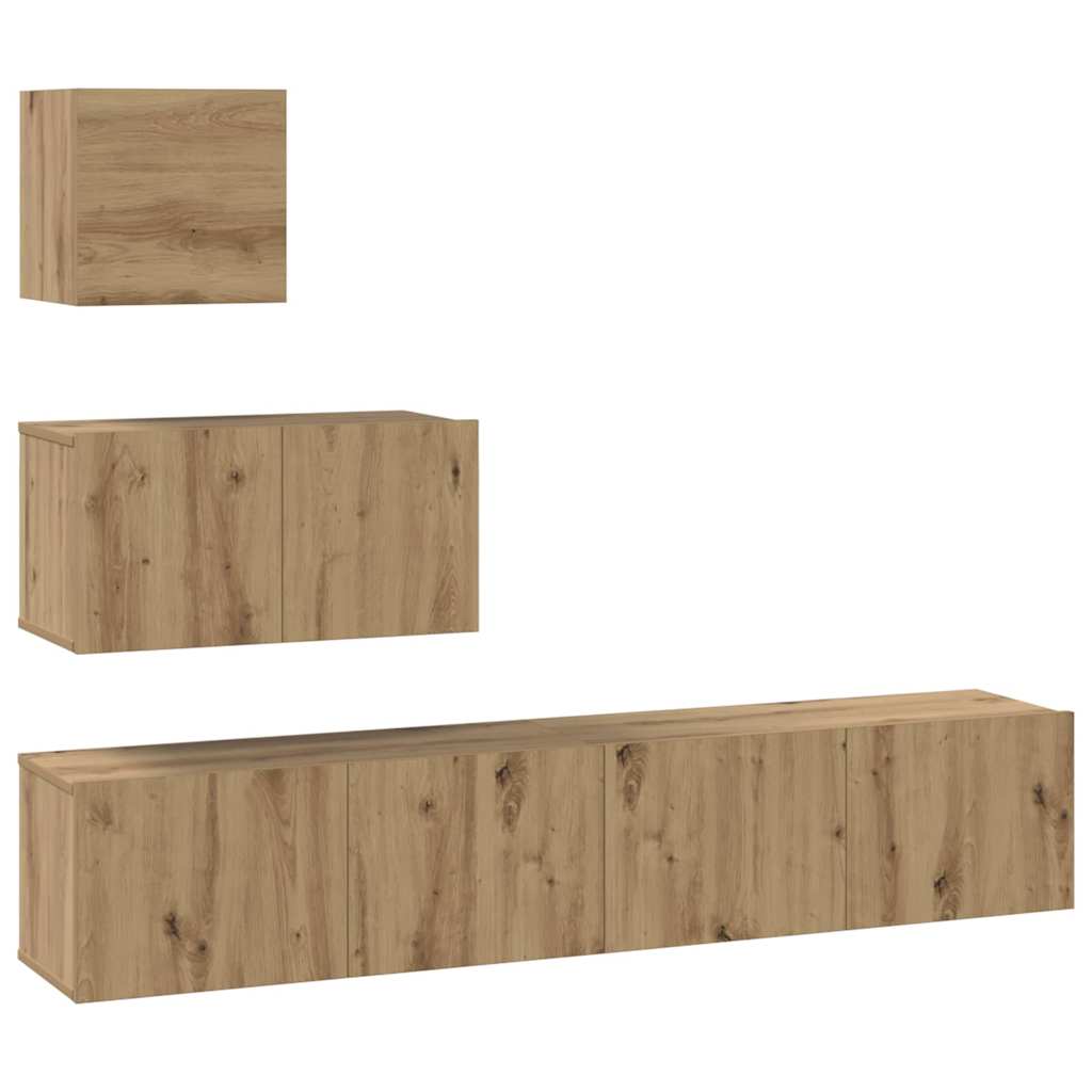 Ensemble meuble TV 4 pcs Chêne artisanal Bois d'ingénierie - XIOS