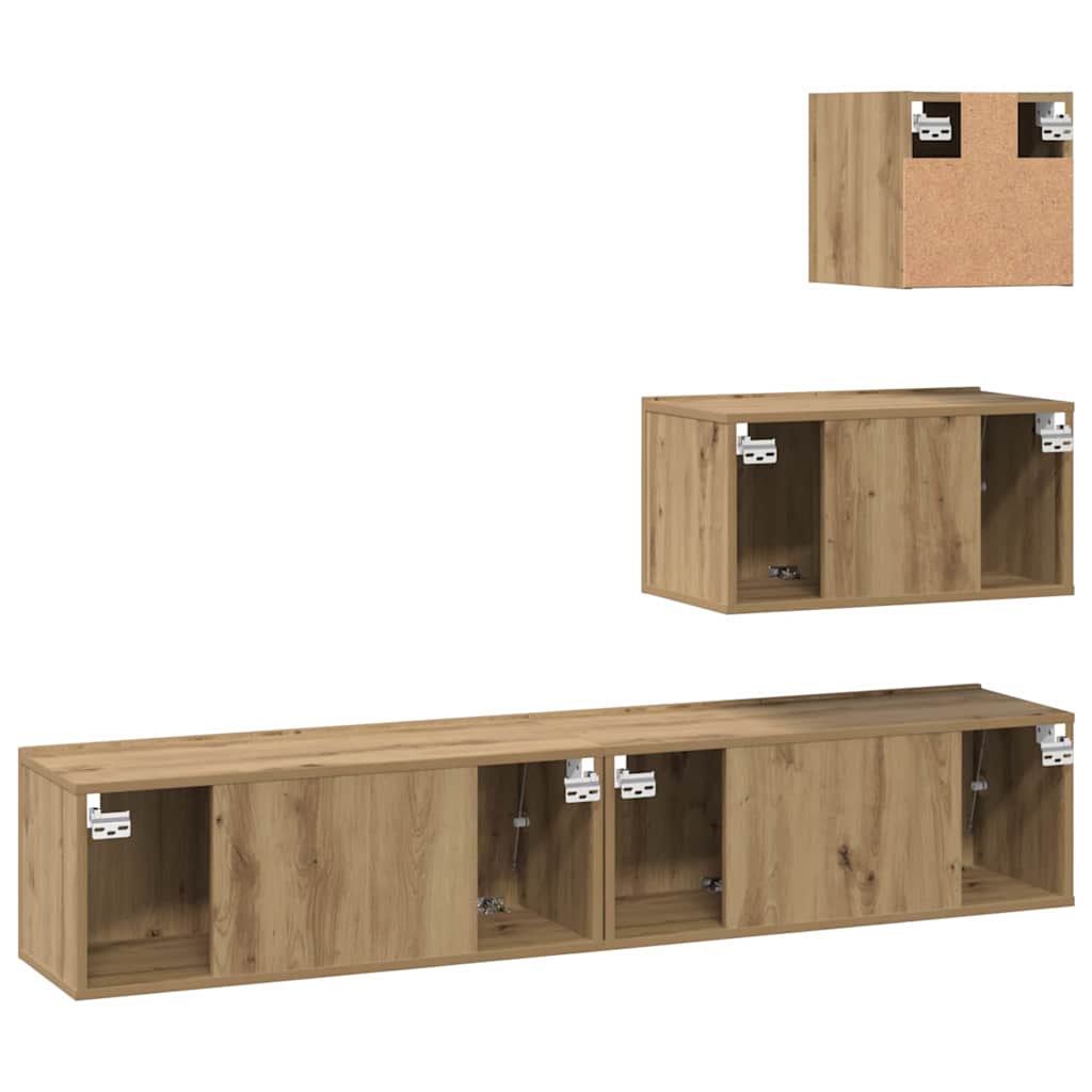 Ensemble meuble TV 4 pcs Chêne artisanal Bois d'ingénierie - XIOS