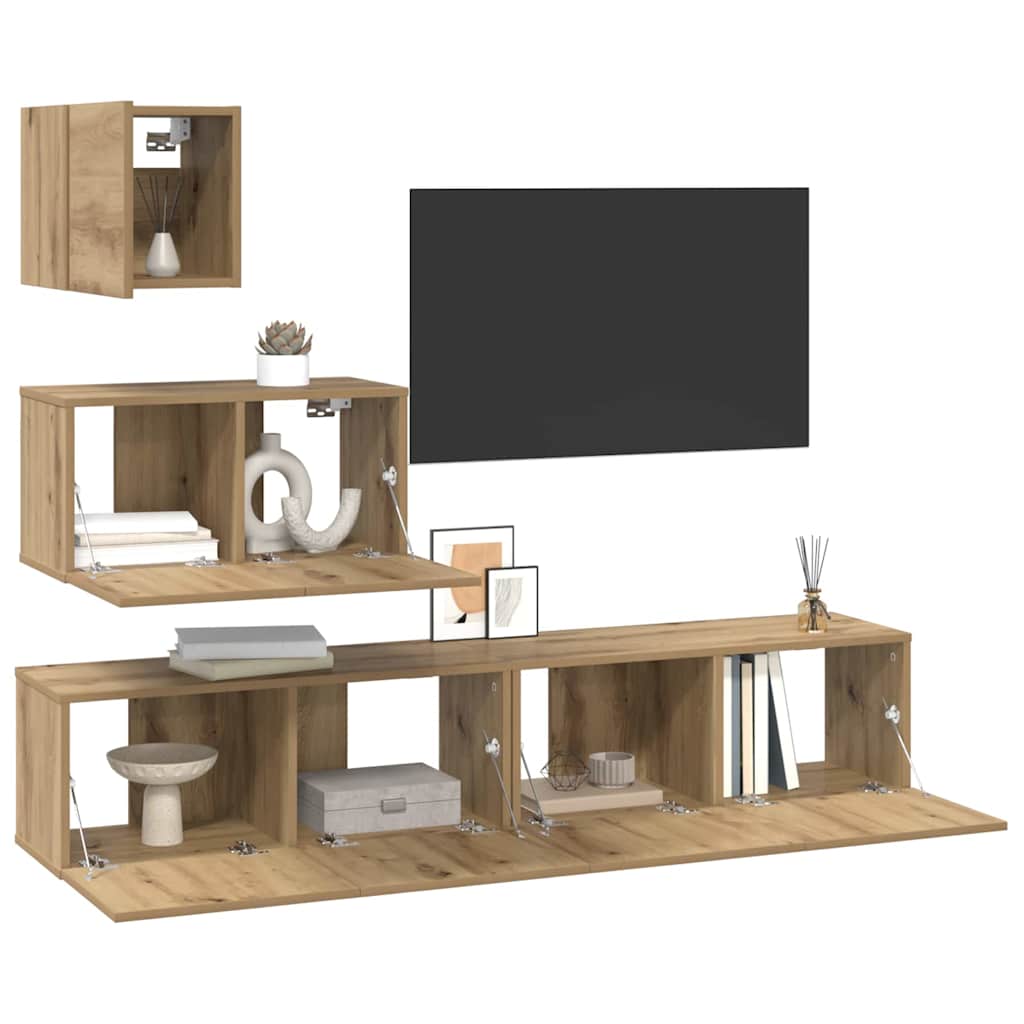 Ensemble meuble TV 4 pcs Chêne artisanal Bois d'ingénierie - XIOS