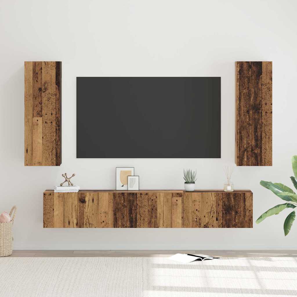 Ensemble meuble TV 5 pc Bois Ancien Bois d'ingénierie