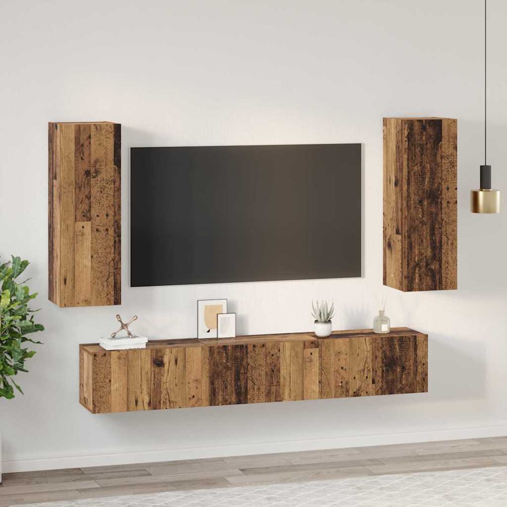 Ensemble meuble TV 5 pc Bois Ancien Bois d'ingénierie