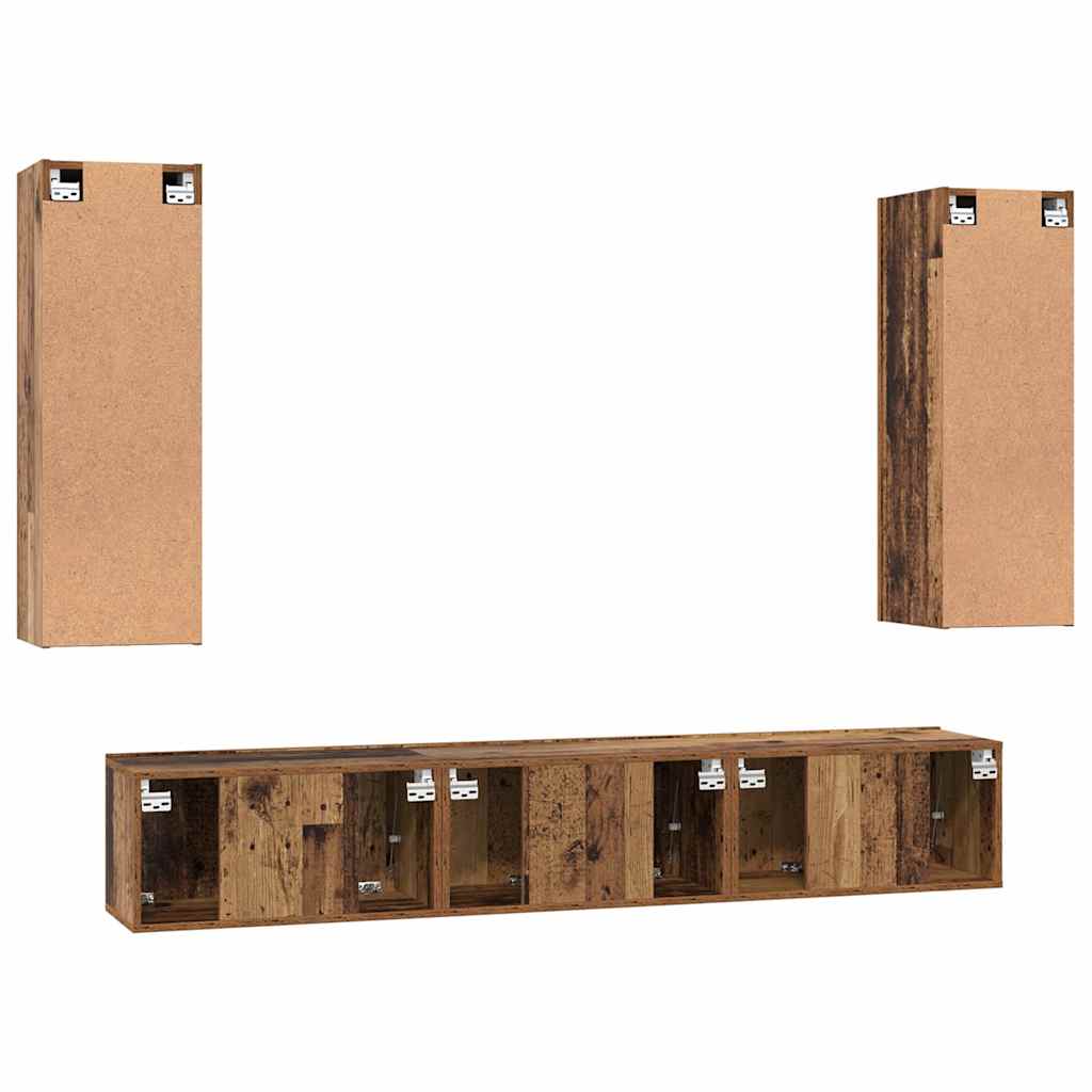 Ensemble meuble TV 5 pc Bois Ancien Bois d'ingénierie