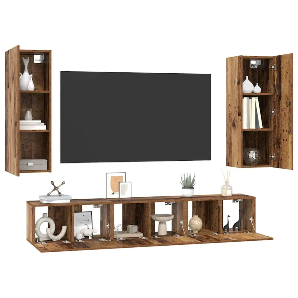 Ensemble meuble TV 5 pc Bois Ancien Bois d’ingénierie - XIOS