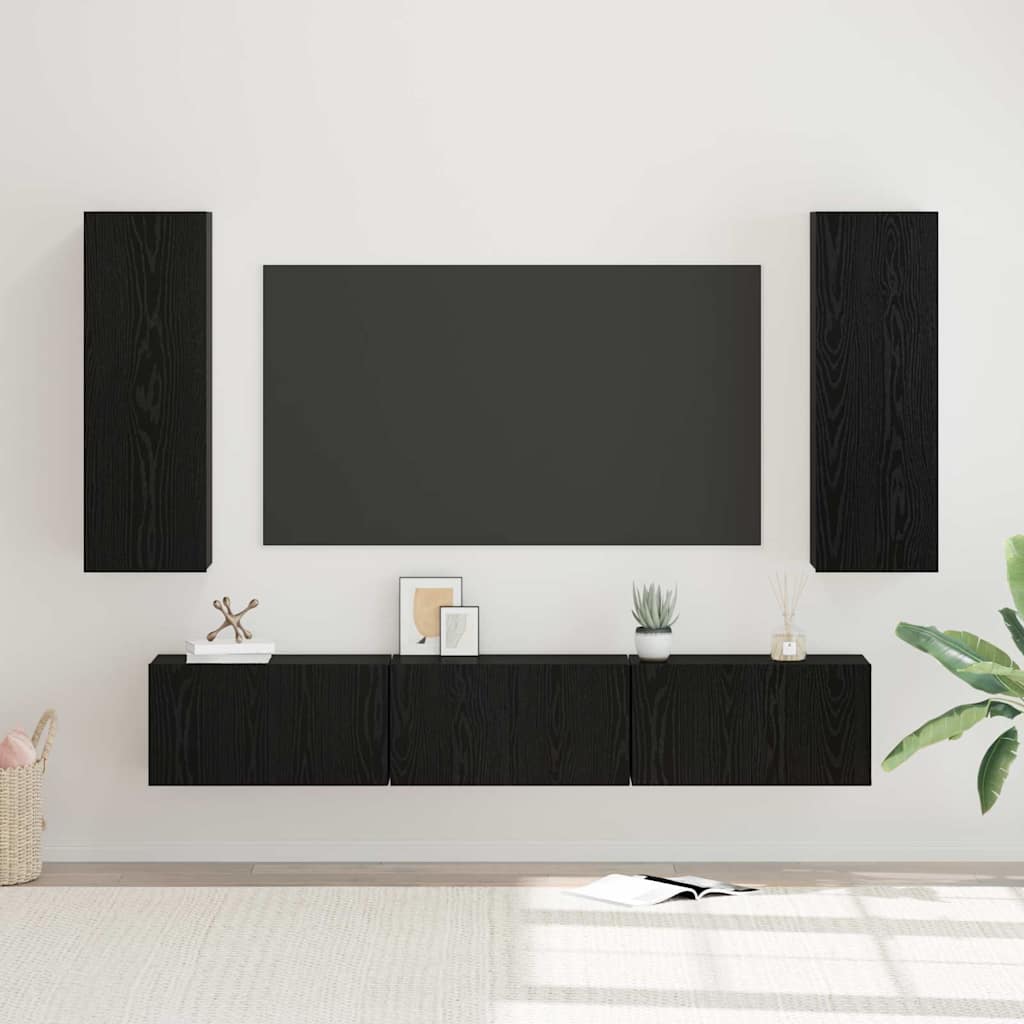 Ensemble meuble TV 5 pcs Chêne noir Bois d'ingénierie - XIOS