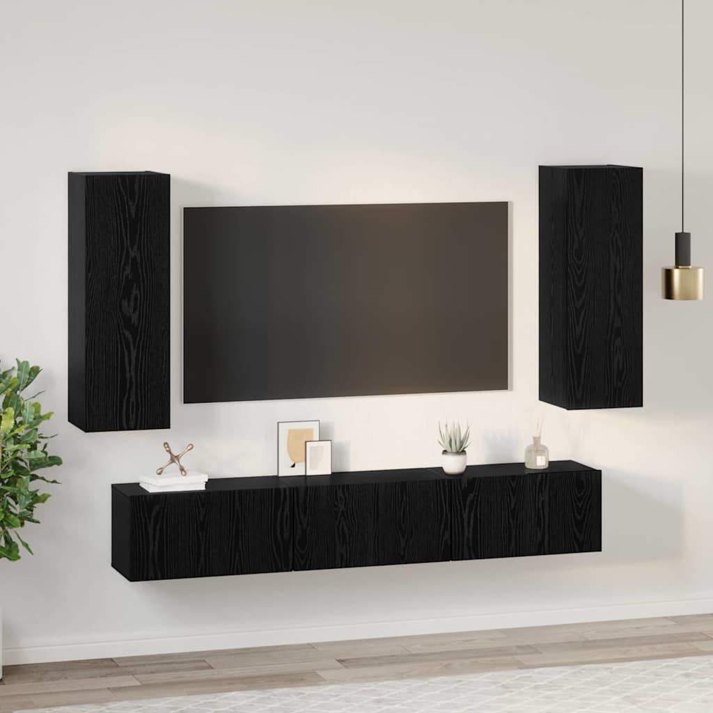 Ensemble meuble TV 5 pcs Chêne noir Bois d'ingénierie - XIOS