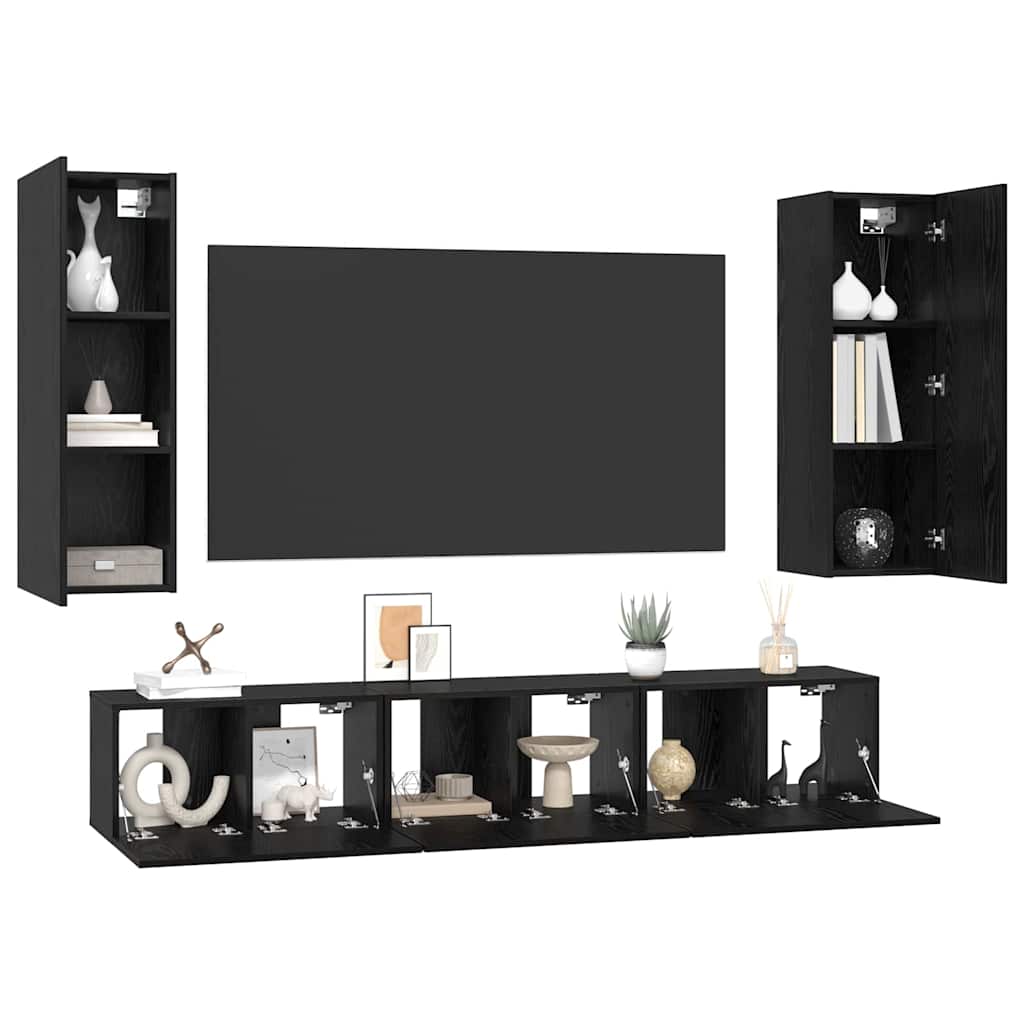 Ensemble meuble TV 5 pcs Chêne noir Bois d'ingénierie - XIOS