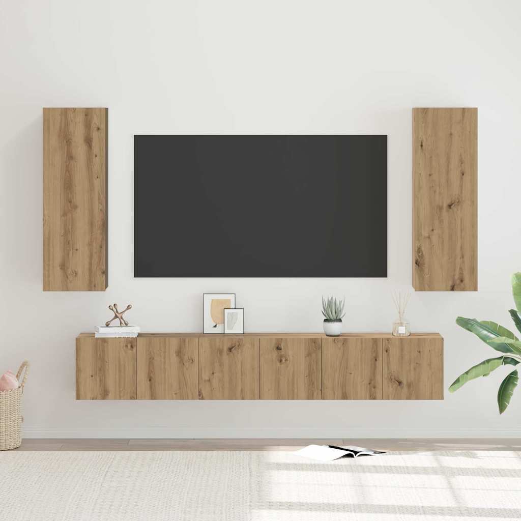 Ensemble meuble TV 5 pc Chêne artisanal Bois d'ingénierie