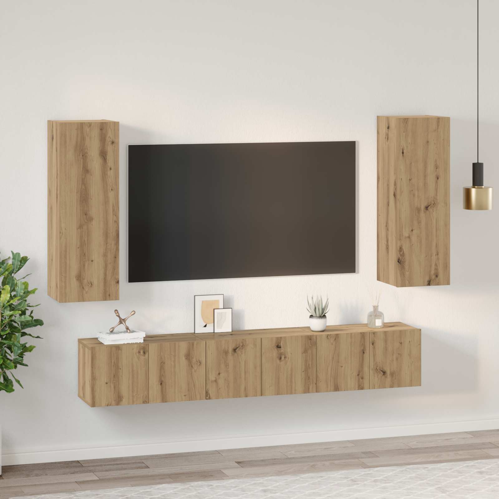Ensemble meuble TV 5 pc Chêne artisanal Bois d'ingénierie