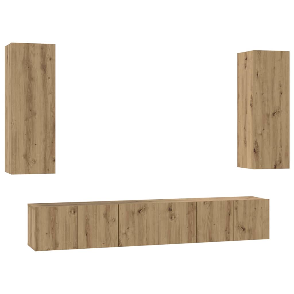 Ensemble meuble TV 5 pc Chêne artisanal Bois d'ingénierie