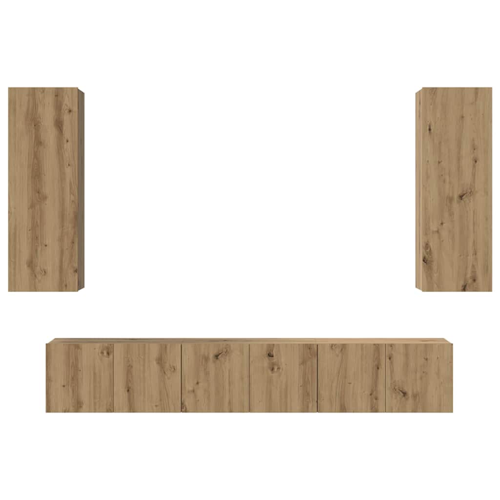 Ensemble meuble TV 5 pc Chêne artisanal Bois d'ingénierie