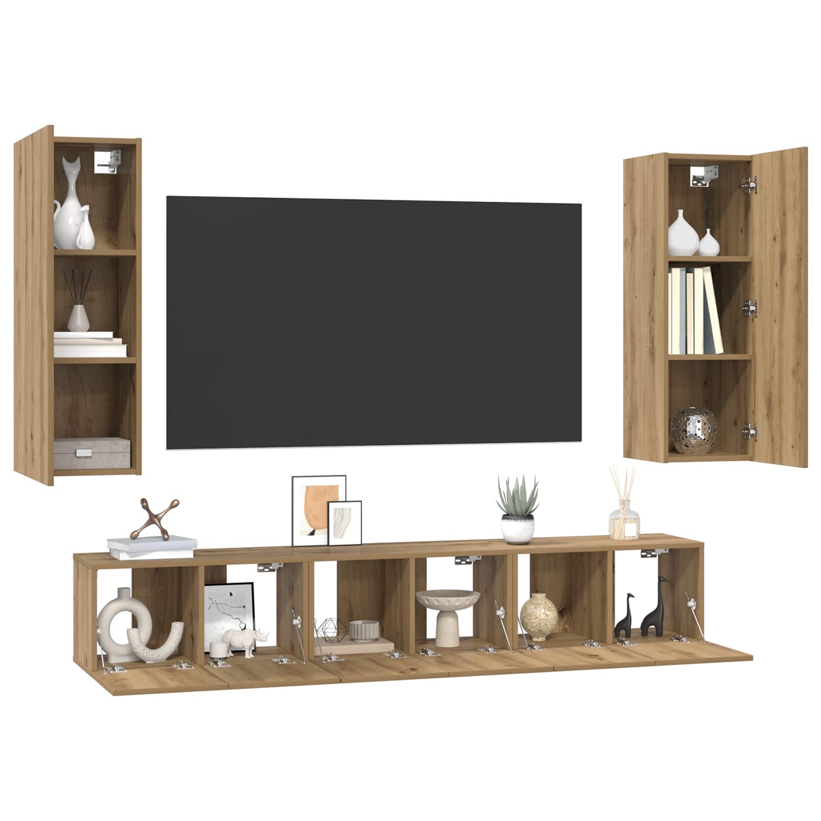Ensemble meuble TV 5 pc Chêne artisanal Bois d'ingénierie