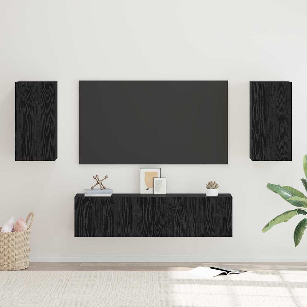 Ensemble meuble TV Chêne noir Bois d'ingénierie