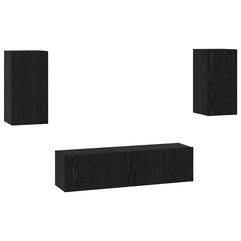 Ensemble meuble TV Chêne noir Bois d'ingénierie