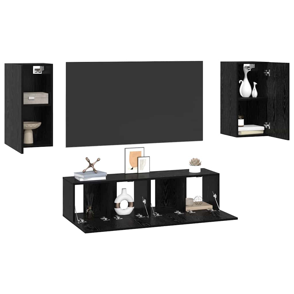 Ensemble meuble TV Chêne noir Bois d'ingénierie