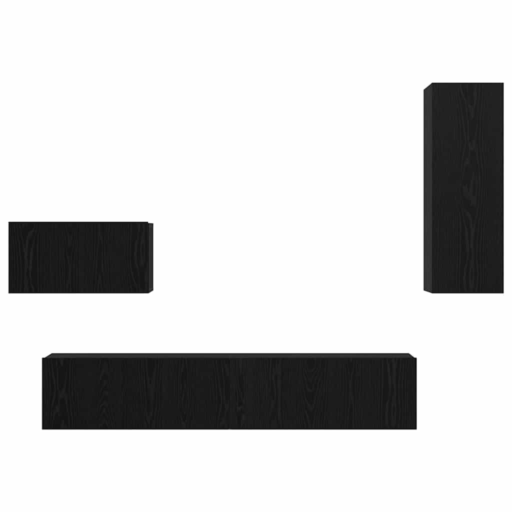 Meuble TV mural 4 pc Chêne noir Bois d'ingénierie