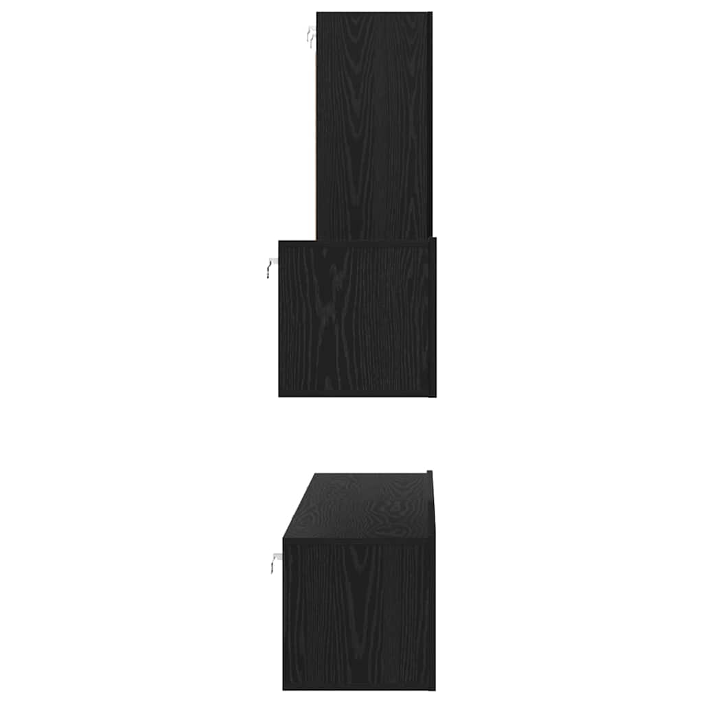 Meuble TV mural 4 pc Chêne noir Bois d'ingénierie