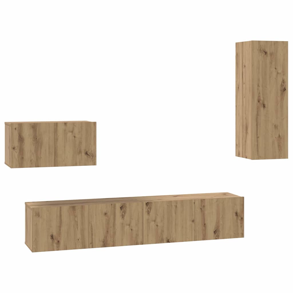Meuble TV mural 4 pcs Chêne artisanal Bois d'ingénierie - XIOS