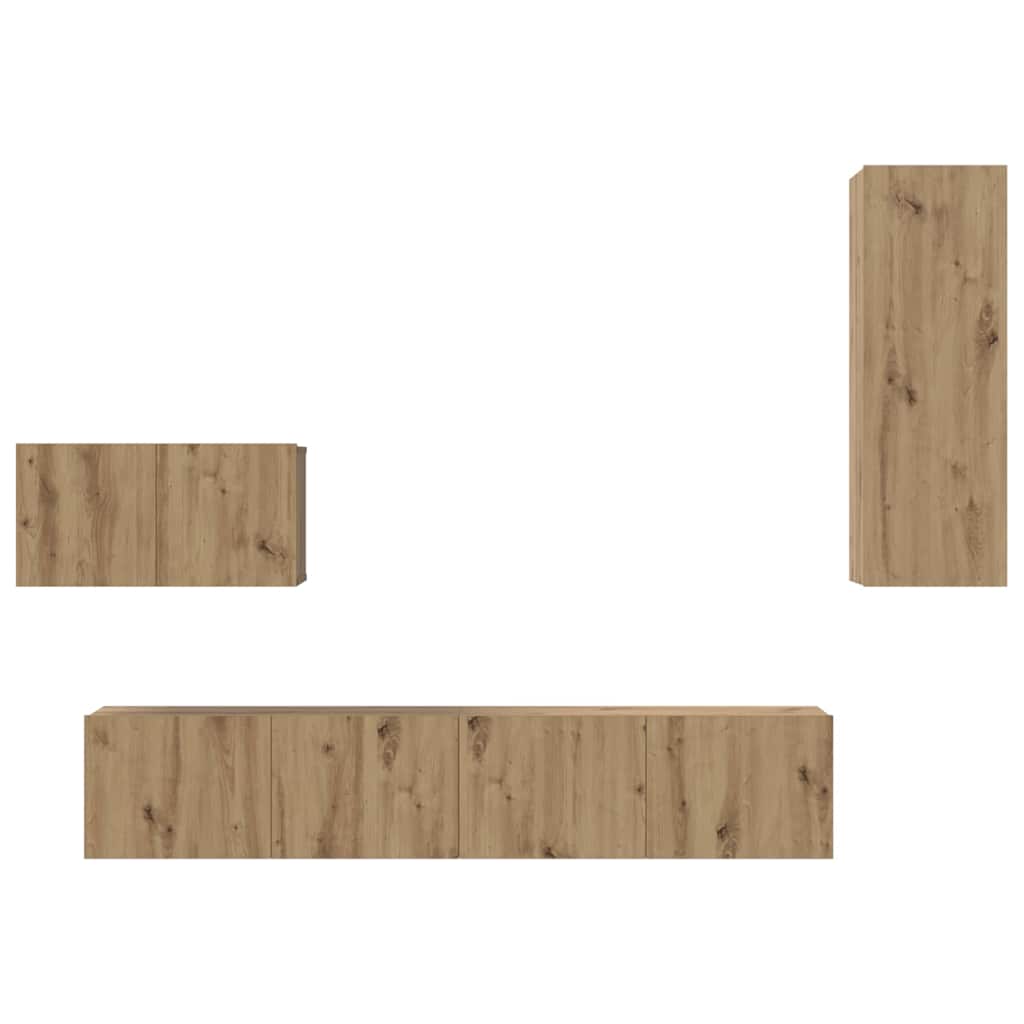 Meuble TV mural 4 pcs Chêne artisanal Bois d'ingénierie - XIOS