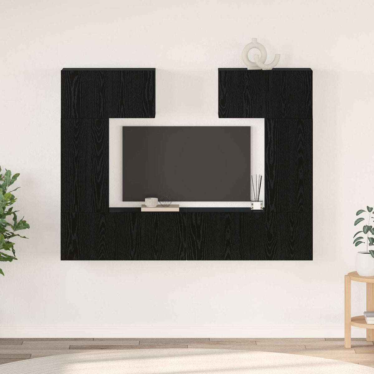 Ensemble meuble TV 6 pc Chêne noir Bois d'ingénierie